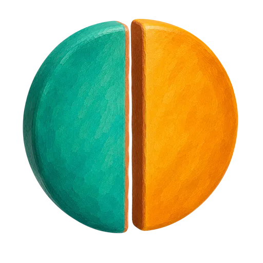 A split disc representing a structured co-deal